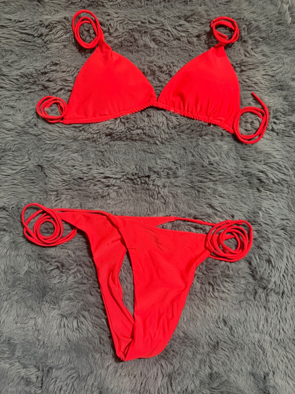 Red Triangle String Bikini Set - Women Swim